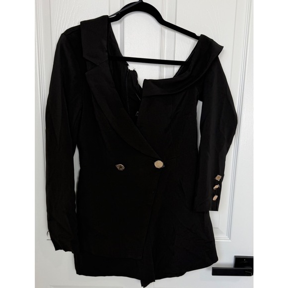 Lavish Alice Womens Black Off Shoulder Blazer Romper Size US 8 NWT -BLK - Picture 2 of 13